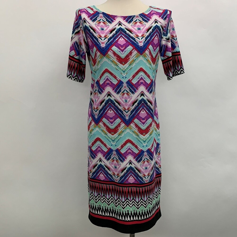 Sunny Leigh Women's Dress Small‎ Multi-color Blue Purple Red White Shift